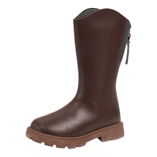 不磨脚女童高筒靴子2025秋冬季新款儿童鞋子加绒二棉长靴男童皮靴