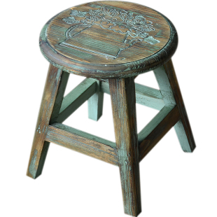 美式做旧实木多肉花托架矮花凳花盆架置物架田园阳台花园小矮凳子