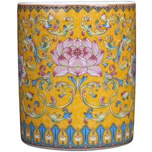 景德镇陶瓷 新中式珐琅彩笔筒装饰摆件 家居客厅书房书桌瓷器摆设