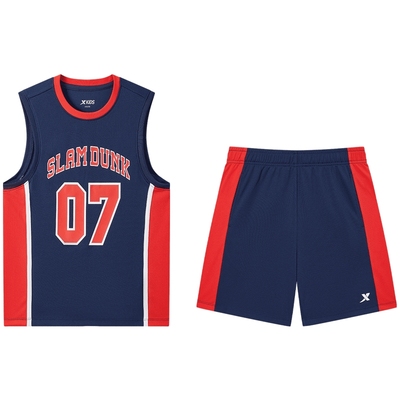 特步儿童篮球服套装2025夏季新款男童夏装运动速干衣大童背心球服