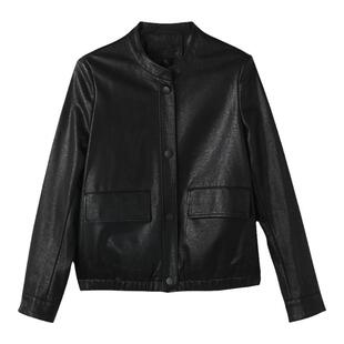 海宁真皮皮衣女短款秋季新款女士绵羊皮宽松修身小个子皮夹克外套