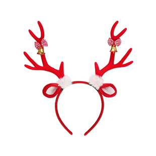 BXA圣诞欢歌~红色鹿角铃铛圣诞节头饰发箍夸张发饰装扮头箍女发卡