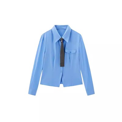 【商场同款】抗皱面料长袖衬衫女装26年春季新款可拆领带上衣