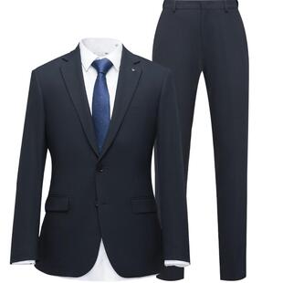 HLA/海澜之家平驳领商务仿毛西服套装26春夏新修身婚庆通勤套西男