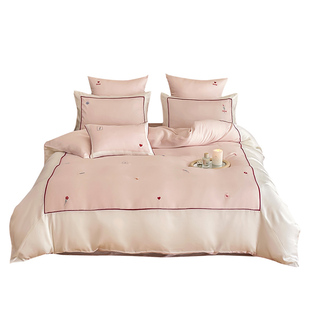 少女心2024新款60支兰精天丝四件套冰丝刺绣夏季凉感被套床单床笠