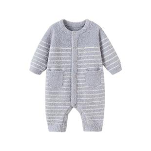 【清仓】babylove婴儿半边绒连体衣冬季保暖哈衣爬服男女宝宝睡衣