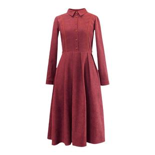 纻衣复古红色连衣裙女2025秋装新品文艺气质中长裙设计感高端裙子