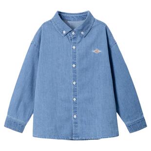 Bluem男童衬衫儿童牛仔外套春秋新款男孩衬衣青少年上衣长袖衣服