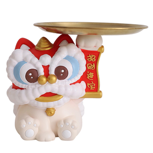 2025新款中式醒狮摆件入户进门玄关鞋柜钥匙收纳招财装饰乔迁礼物