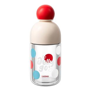 绿珠玻璃杯水杯女生高颜值早餐杯咖啡杯双层高硼硅耐高温防烫杯子