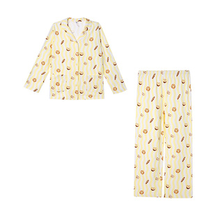 爱美丽暖暖甜品双面布睡衣女秋冬季新款翻领磨毛家居服套装可外穿