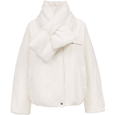 ONLY圆领纯色可拆卸围巾羽绒服