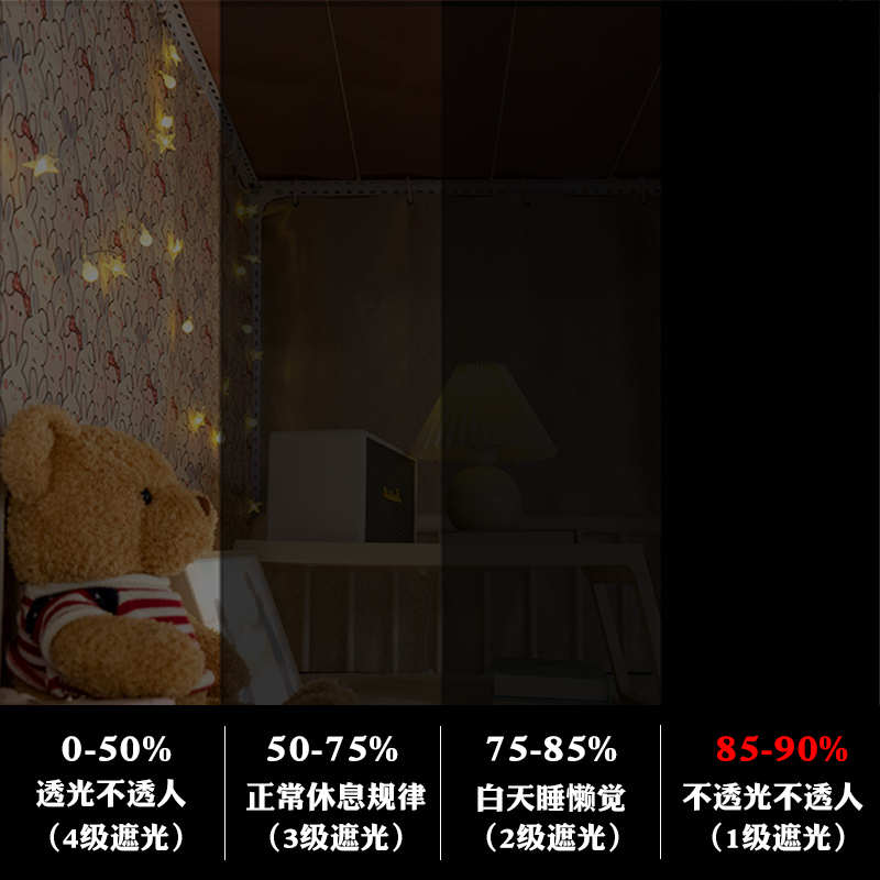 大学生寝室强遮光布床帘宿舍女生上铺下铺窗帘蚊帐一体式全包带顶