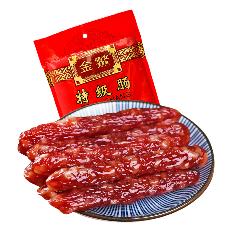 金鰲二肥八瘦臘腸500g東莞臘味農(nóng)家特產(chǎn)廣東臘腸包裝廣味廣式臘味