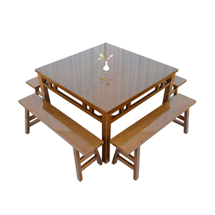 老式农村实木八仙桌仿古四方桌家用中堂桌子饭店桌椅老式餐桌商用