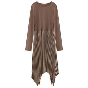 【折扣季】COCOBELLA假两件压褶连衣裙女垂坠缎面燕尾裙FR3067-4