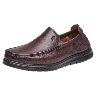 意大利诺贝达男鞋男士商务休闲皮鞋中年男士软底软面套脚乐福鞋子