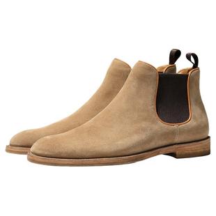 Truffaut手工麂皮切尔西靴男加绒真皮低帮短靴英伦翻毛皮冬季靴子