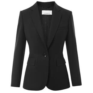 【宋佳同款】LANCY/朗姿2024冬新款羊毛混纺收腰黑色西装外套女