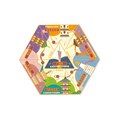 1200广州文创旋转冰箱贴金属广州塔特色冰箱贴拜一拜得好运冰箱贴
