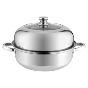 蒸煮锅蒸汽火锅28cm不锈钢厚蒸锅单层家用汤锅桑拿锅商用电磁炉