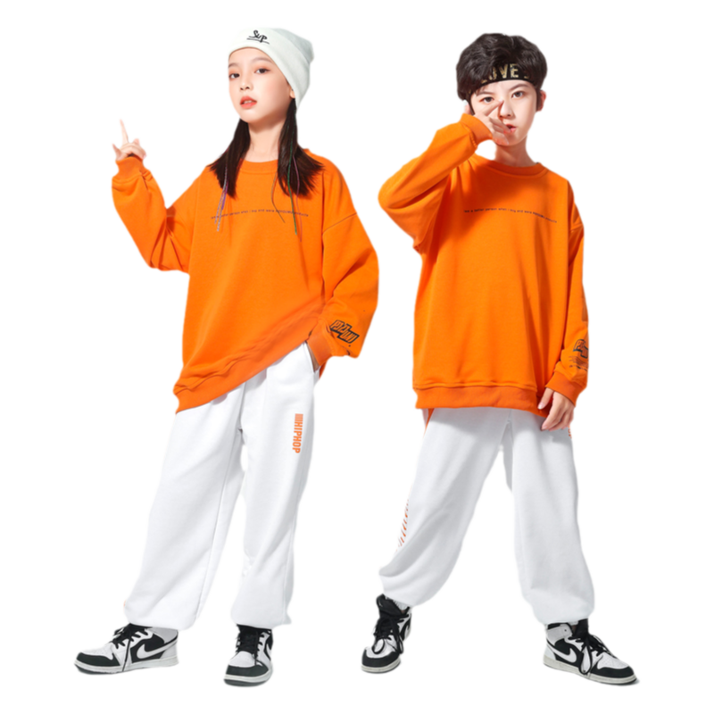 街舞儿童潮服中小学生运动会服装国庆演出男女童嘻哈套装加绒班服