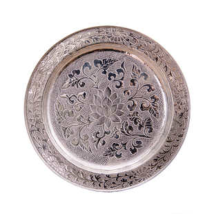 纯银时代 缠枝莲茶盘纯银999手工银盘中式家用托盘果盘壶承泡台