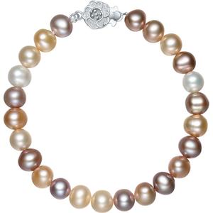 周六福S925淡水珍珠手串女彩色混色珍珠手饰玫瑰扣优雅节日礼物