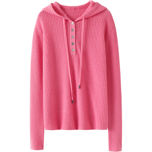 真好看！随便穿搭～连帽羊绒衫女纯山羊绒毛衣针织打底衫秋冬帽衫