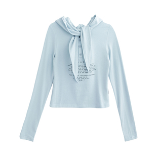 innomoood sad letter连帽系带长袖印花打底内搭上衣T恤三色百搭