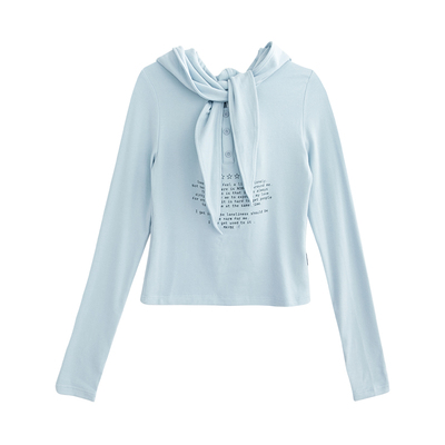 innomoood sad letter连帽系带长袖印花打底内搭上衣T恤三色百搭