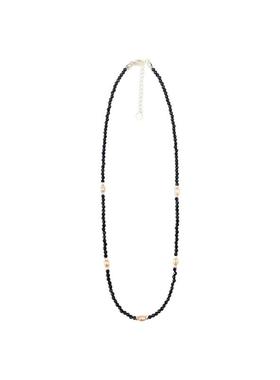 原创设计银饰黑尖金串珠项链