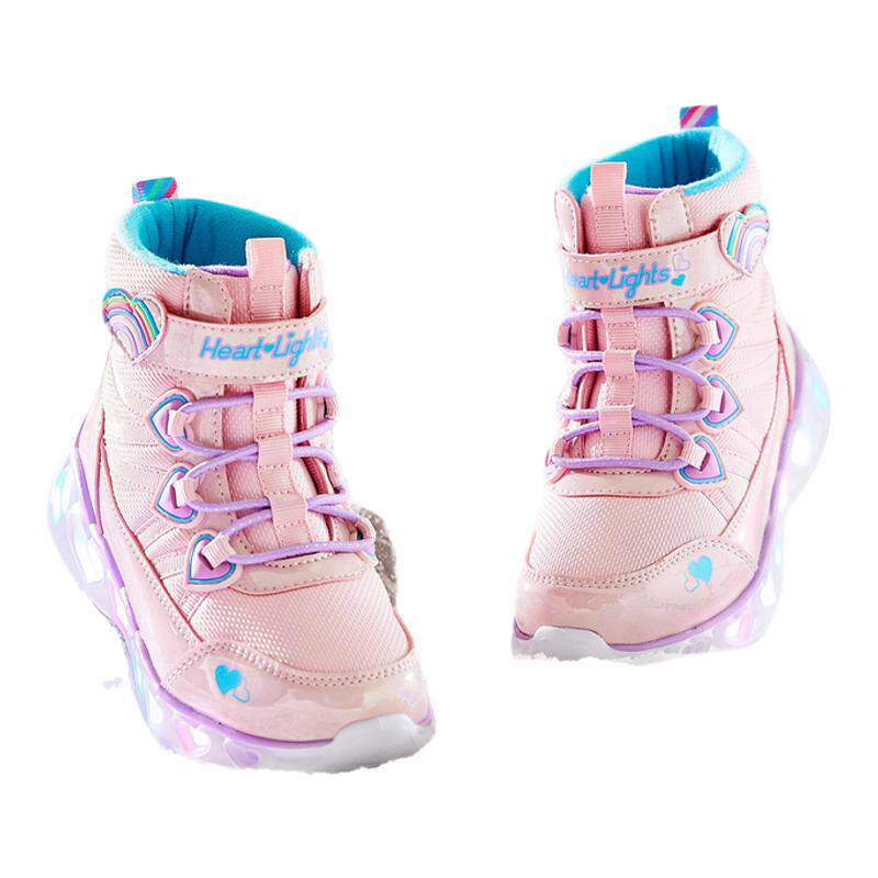 Skechers斯凯奇春夏新款女童魔术贴闪灯鞋高帮保暖雪地靴302668L