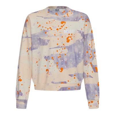 MSGM迷彩泼墨徽标卫衣外套无帽