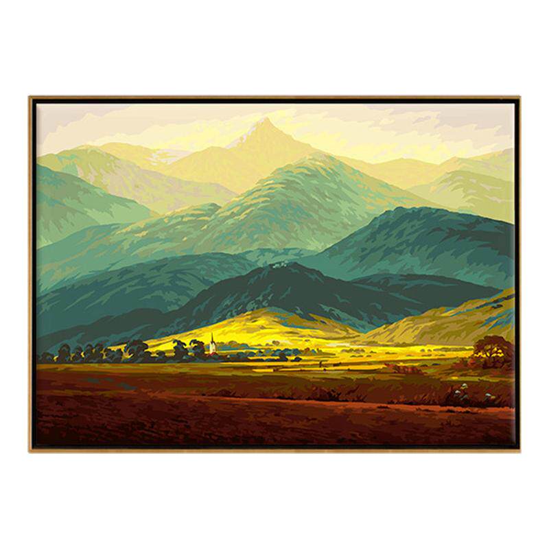 三原色数字油画diy手工填充填色画手绘客厅风景油彩装饰画 巨人山