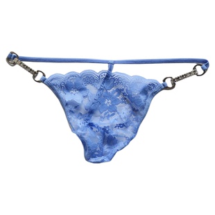 D.M男内裤低腰性感蕾丝透明情趣诱惑单丁裤T裤 金属亮钻网眼个性