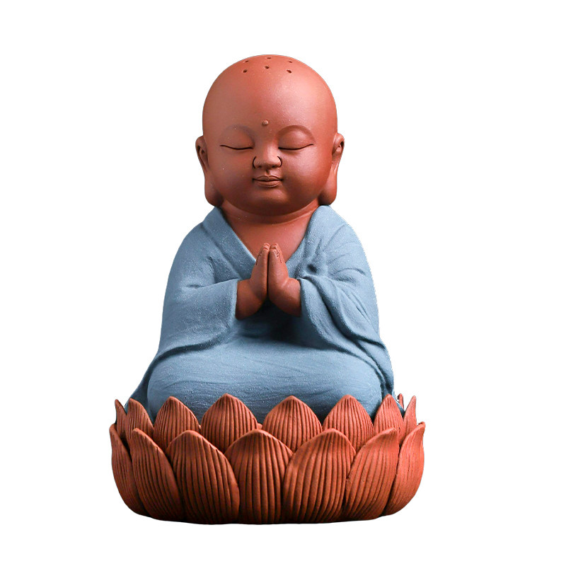 张明贵大师作品陶瓷小沙弥摆件