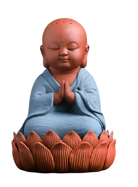 张明贵大师作品陶瓷小沙弥摆件