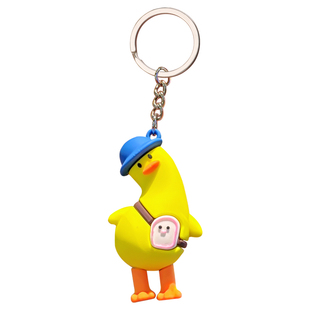 卡通歪头鸭子钥匙扣圈环可爱书包挂件地推小礼品创意车钥匙链挂饰