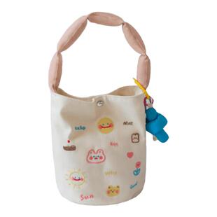 刺绣帆布手提包海绵手提饭盒袋上学上班袋女学生小布包小巧可爱潮