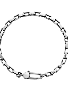 不拘S925纯银细长方手链简约男生女生手链叠戴时尚个性银饰