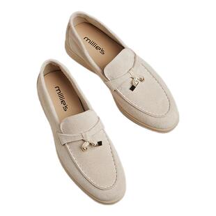 millies妙丽l乐福鞋女厚底2025新款一脚蹬英伦风小皮鞋单鞋豆豆鞋