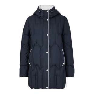 娜尔商场同款2025冬季新款时尚气质简约白鹅绒保暖连帽羽绒服外套