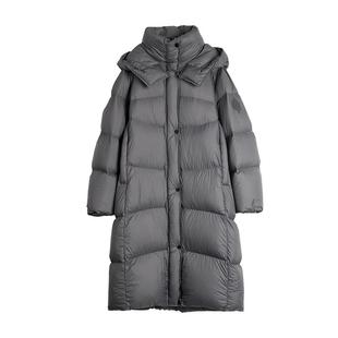 ELLE90白鸭绒灰色长款羽绒服女2025冬季新款宽松廓形气质保暖外套