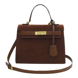 复古手提通勤包包女2025新款潮韩国斜背包小众大容量磨砂皮凯莉包