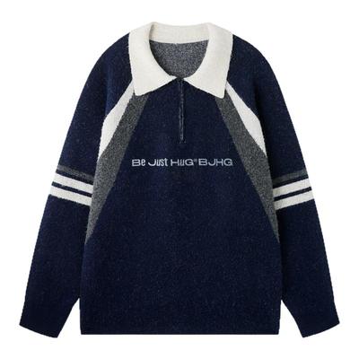 BJHG简约休闲翻领polo毛衣