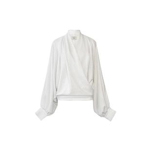 TU女装 光吟琉璃 交叠V领雕塑感衬衫2026年春新款肌理感长袖上衣