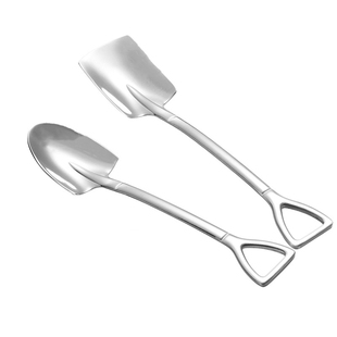 网红创意勺不锈钢挖西瓜勺方头尖头铁锹勺甜品铲子家用汤匙咖啡勺