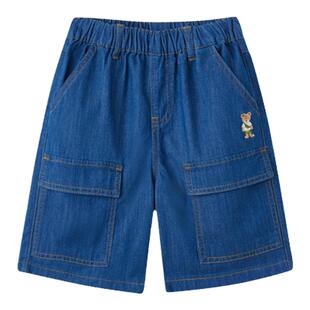 凉感PawinPaw卡通小熊童装夏季男童裤子儿童牛仔短裤帅气