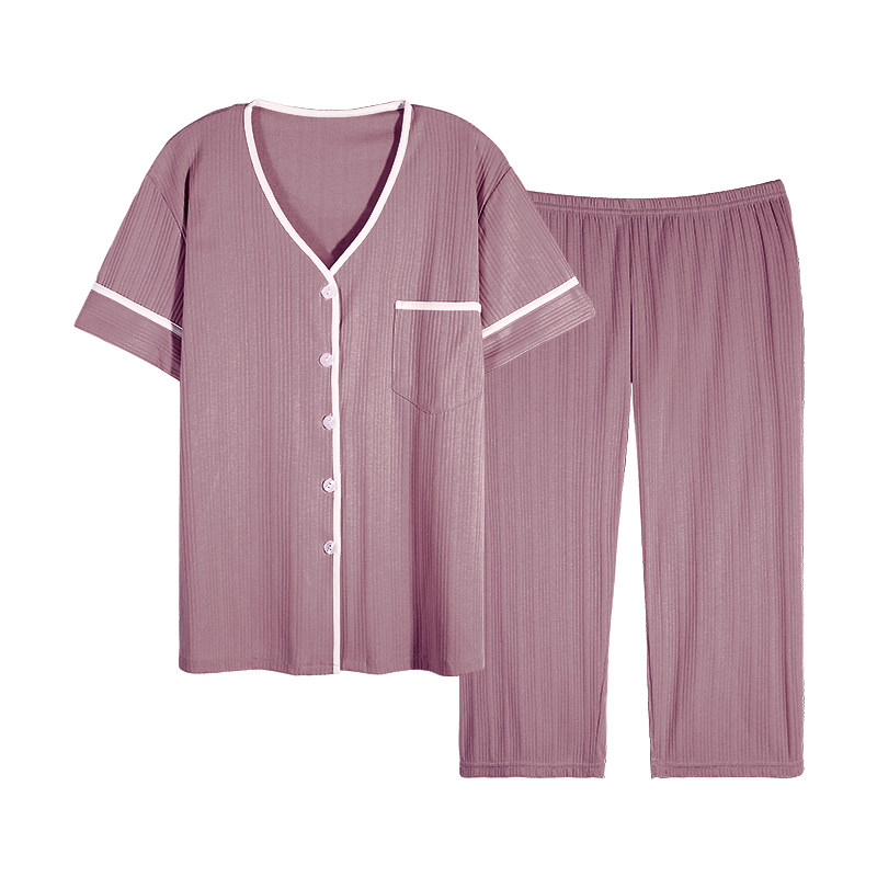 妈妈2024新款夏季纯棉七分裤睡衣